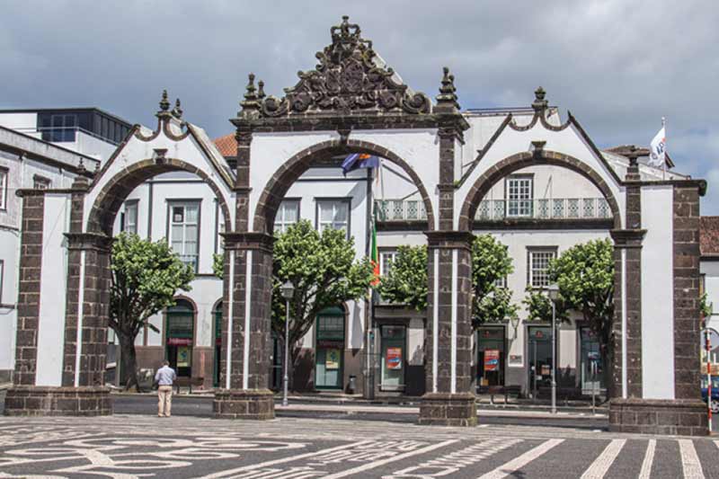 Portas Da Cidade or city gates of Ponta Delgada on the Island of Sao Miguel